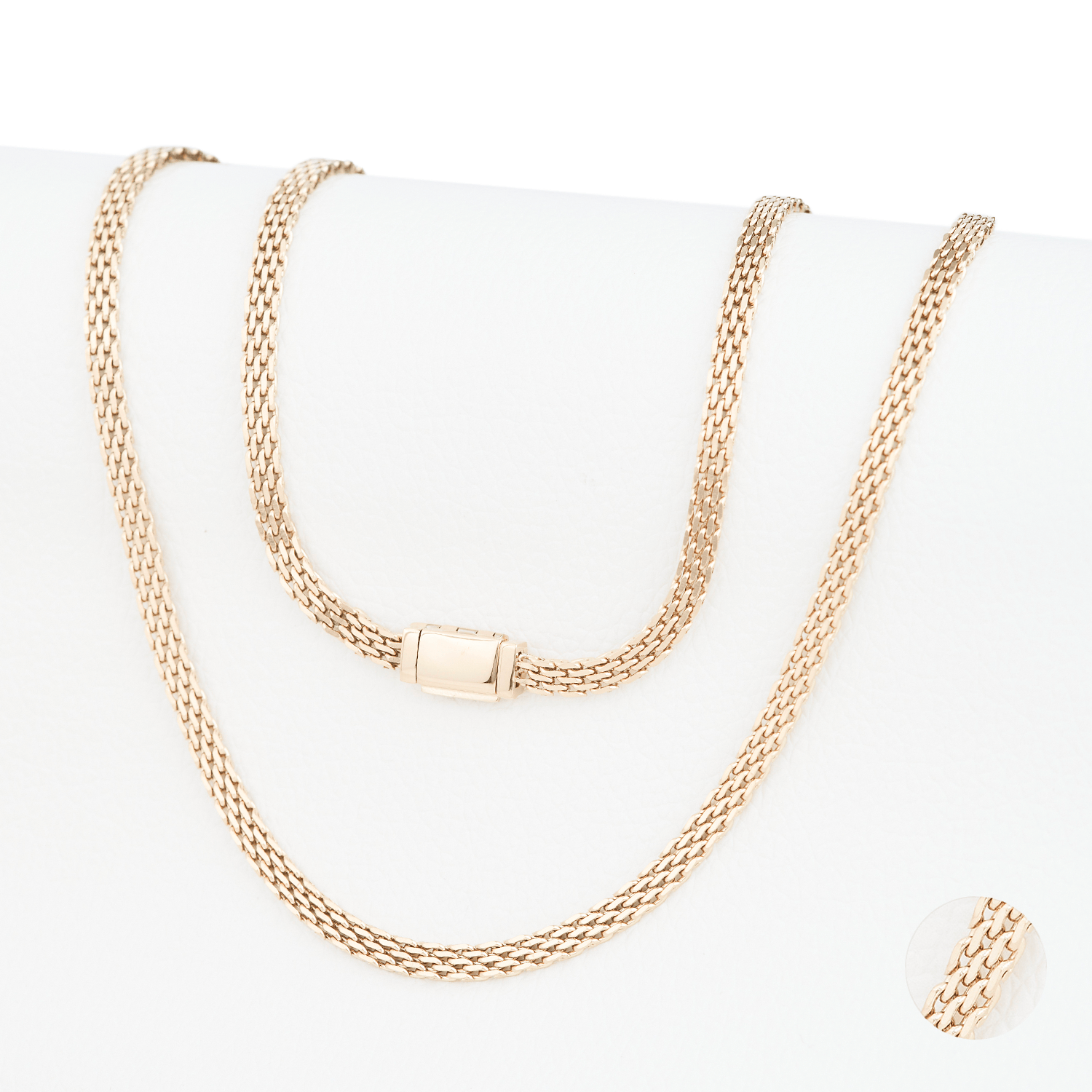 Cadena Chinesca 4mm/65cm broche plano liso Oro Laminado 18k-0