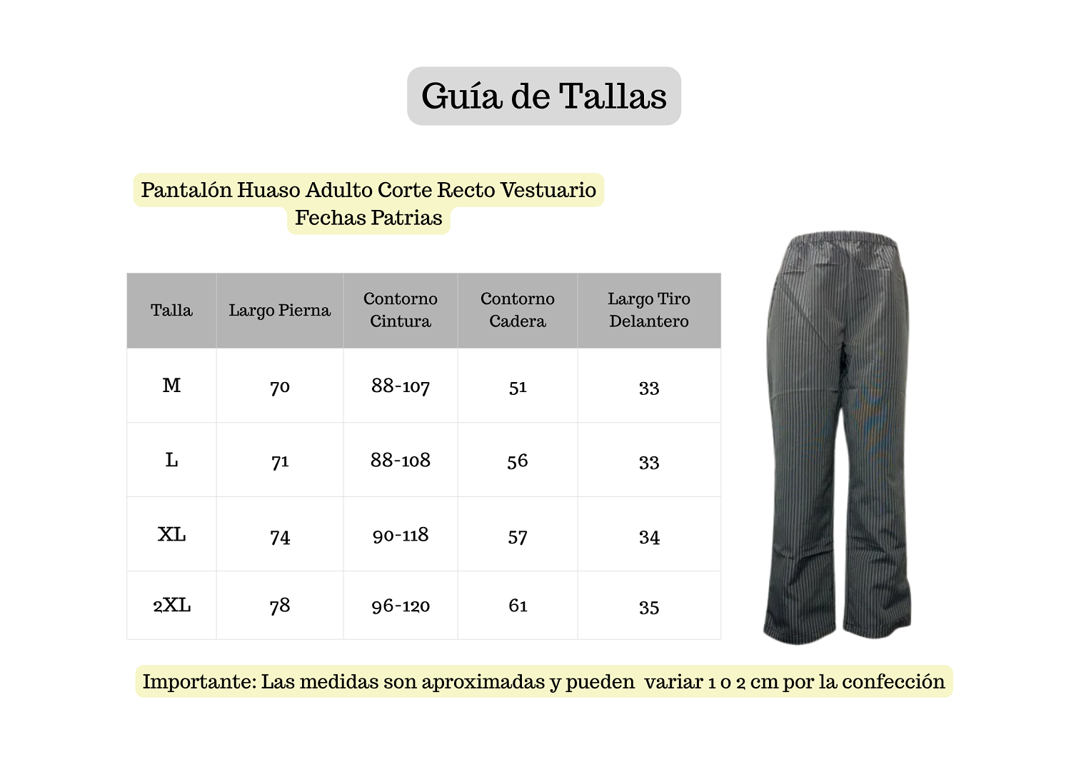 Pantalón Huaso Adulto Corte Recto Vestuario Fechas Patrias-2