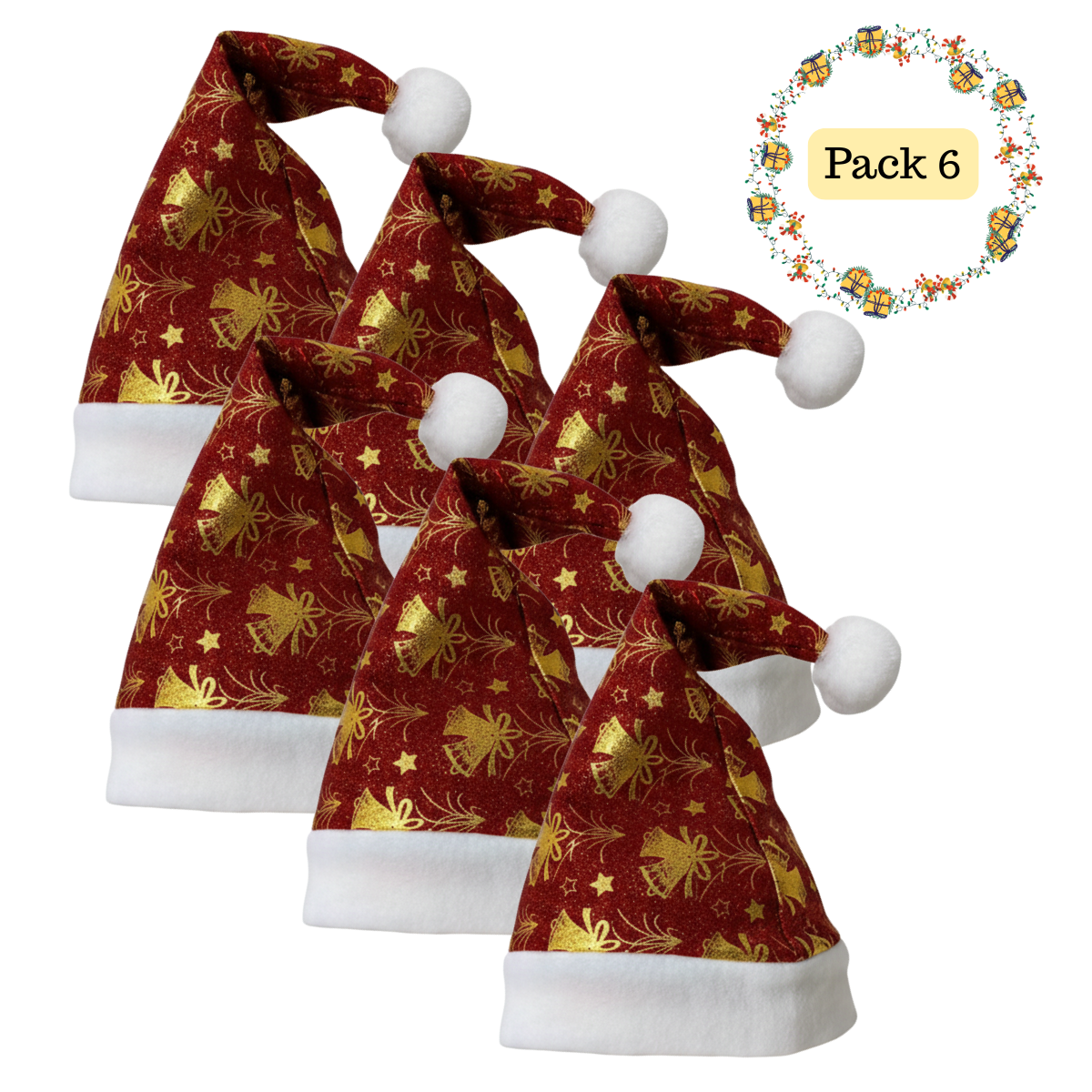 Pack 6 Gorros Viejo Pascuero Premium Navidad Festividad Diseños Varios-0