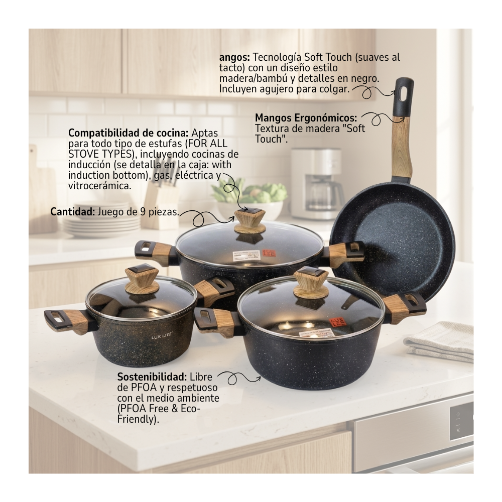Set Cocina Premium Antiadherente Cerámico Ollas Y Sartenes-6