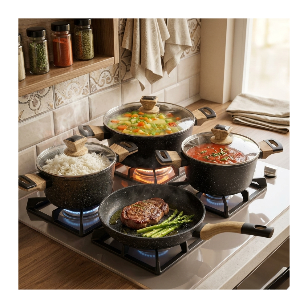 Set Cocina Premium Antiadherente Cerámico Ollas Y Sartenes-7