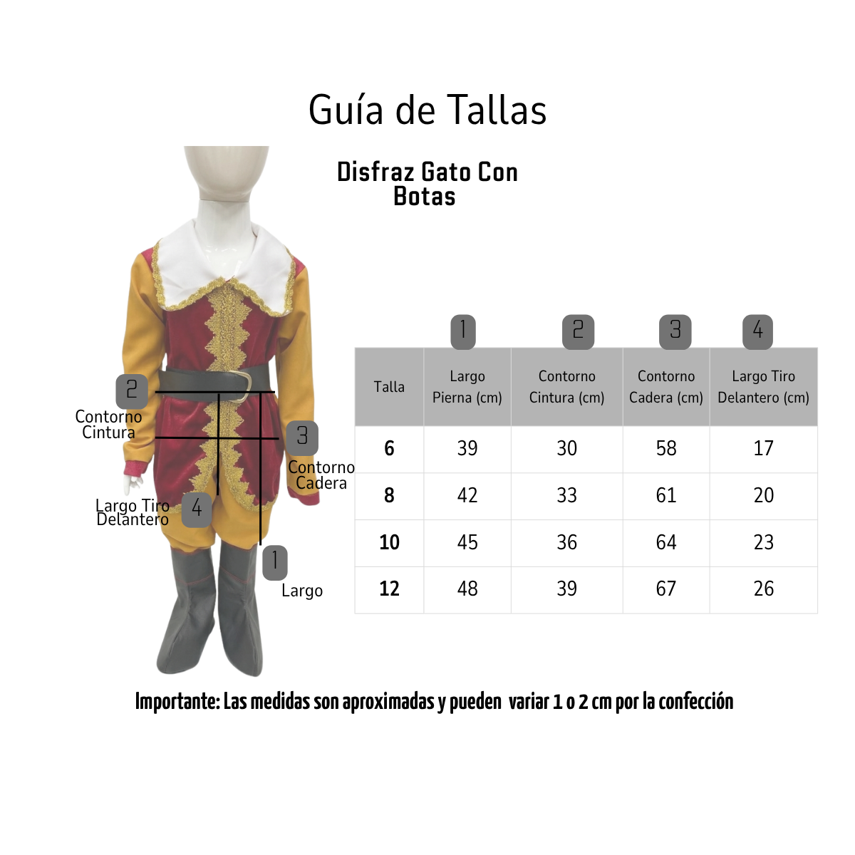Disfraz Del Gato Con Botas Para Niños Con Capa Y Sombrero-6