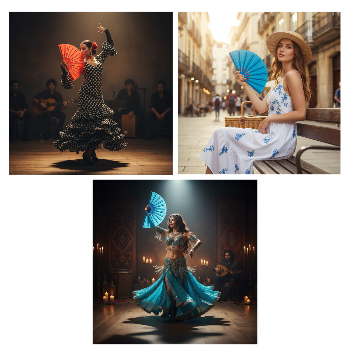 Pack 12 Abanicos Grandes Multicolores Bailes Primavera / Verano Surtidos-6