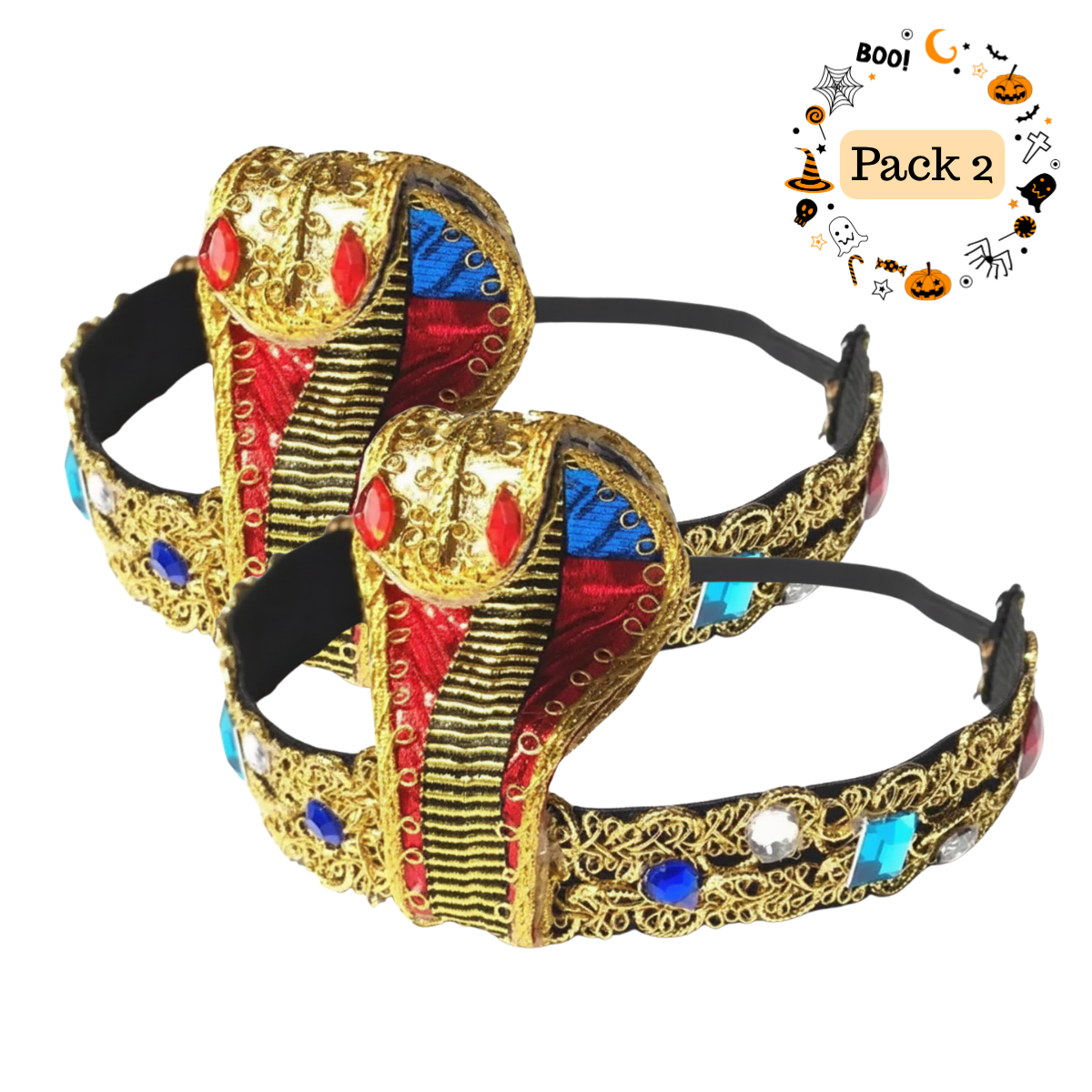 2 Tocados Cleopatra Reina Egipcia Cintillo Halloween 2025-1