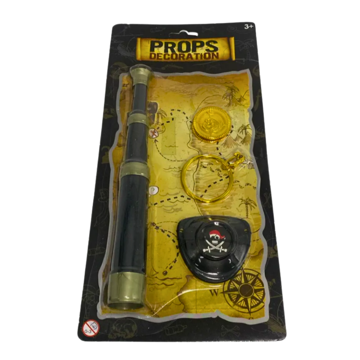Set Pirata Catalejo+Parche+2 Monedas+Aro Halloween 2025-2