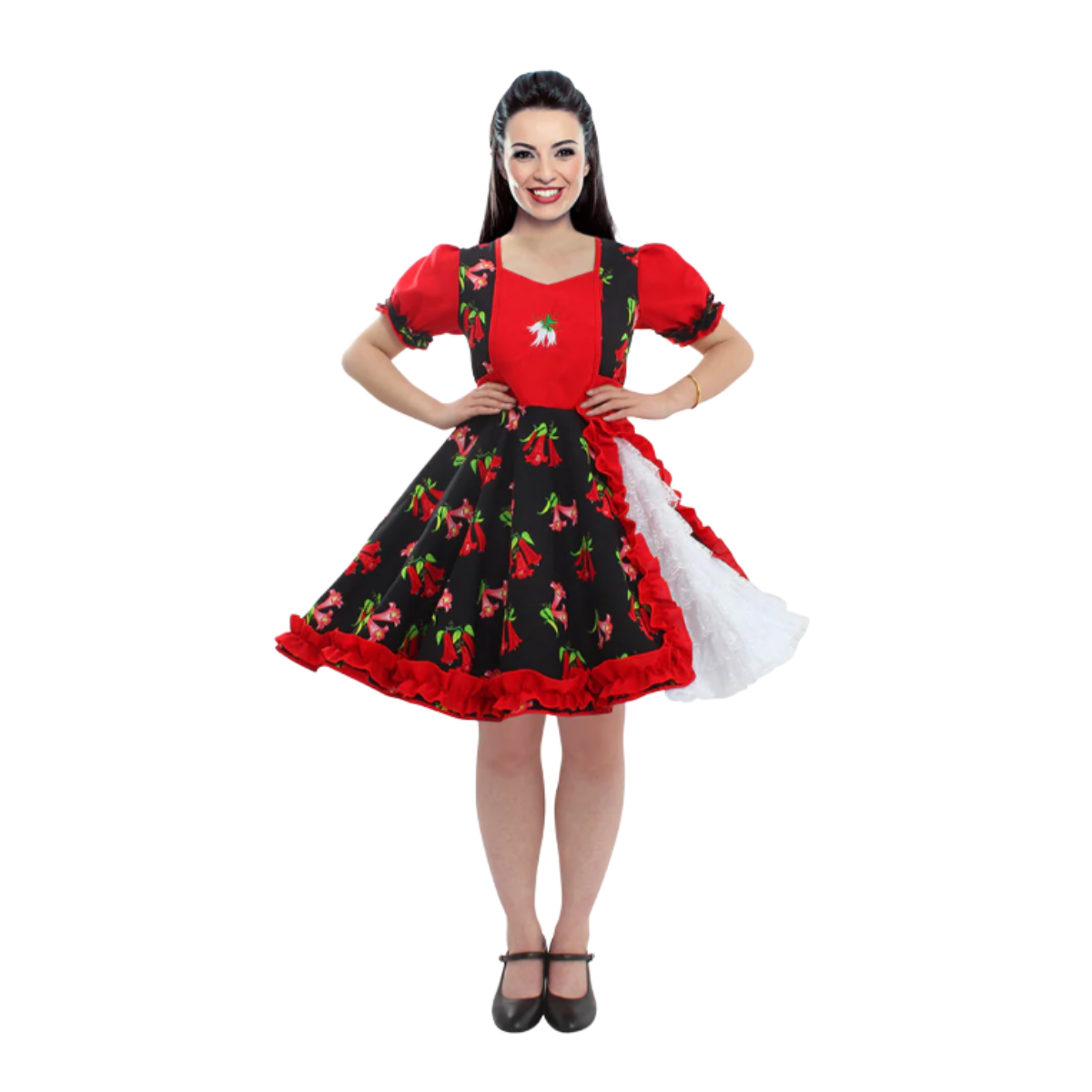 Vestido Huasa Chinita Floreado Mujer Adulta Varios Colores-0