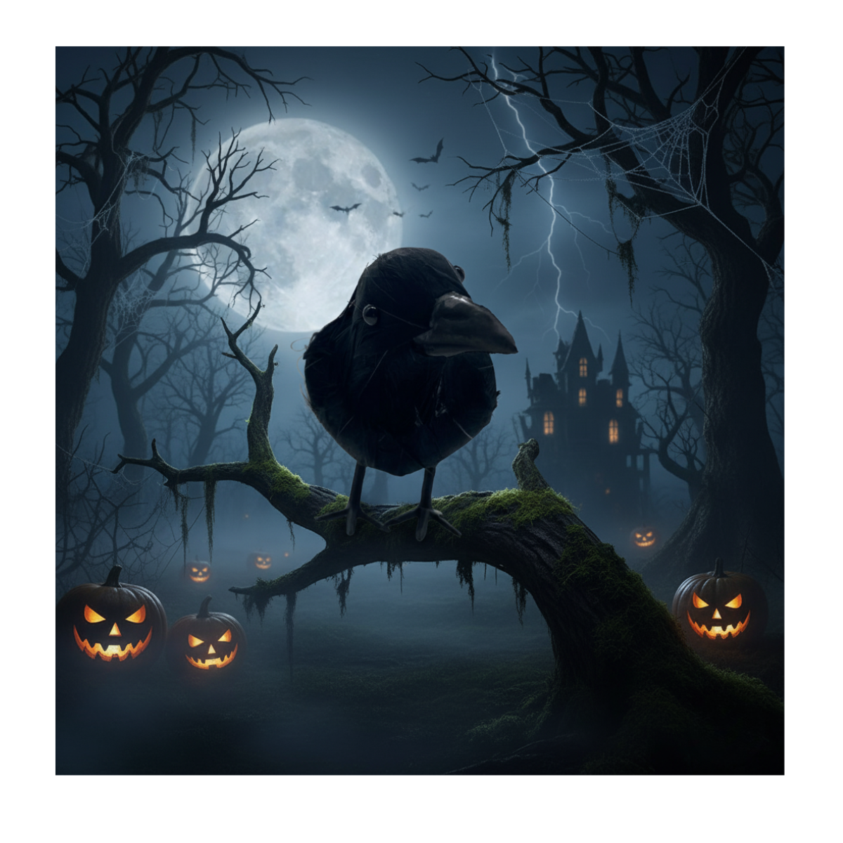 Pack 4 Cuervos Realista Emplumado Negro Halloween 2025-5