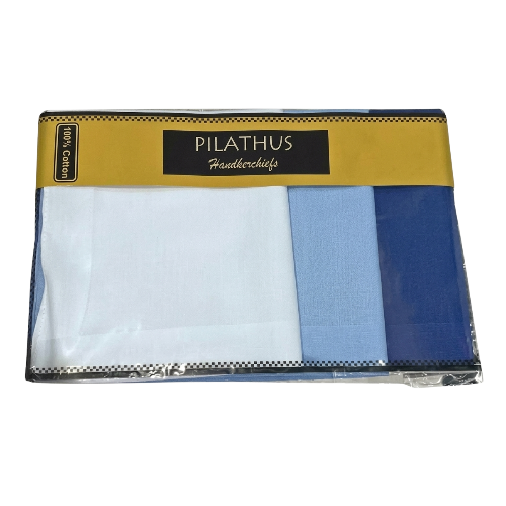 Pack 3 Pañuelos Azules Pilathus 100% Algodón Suave Premium-1