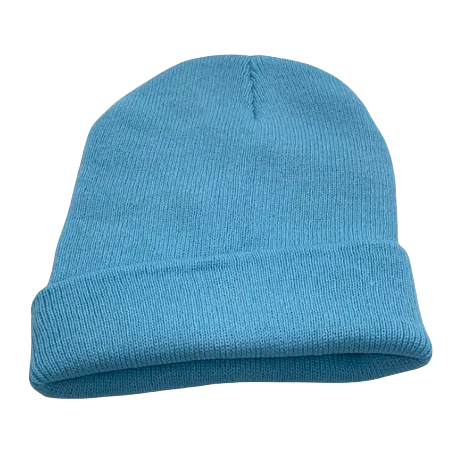 Gorro Tendencia Beanie Lana Adulto Con Doblez Azul Otoño Invierno-3