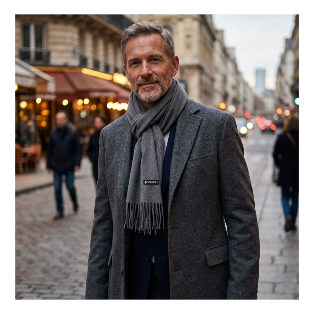 Bufanda de Cashmere Suave de Invierno con Flecos-3