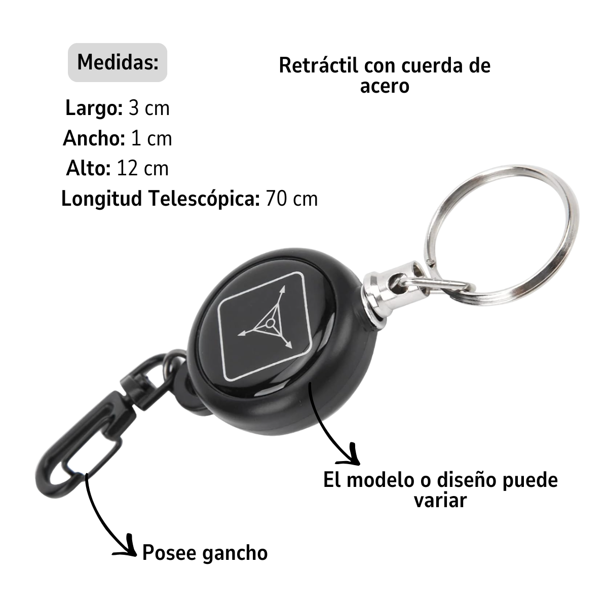 Llavero Retráctil Cuerda De Alambre De Acero Diseños Varios-3