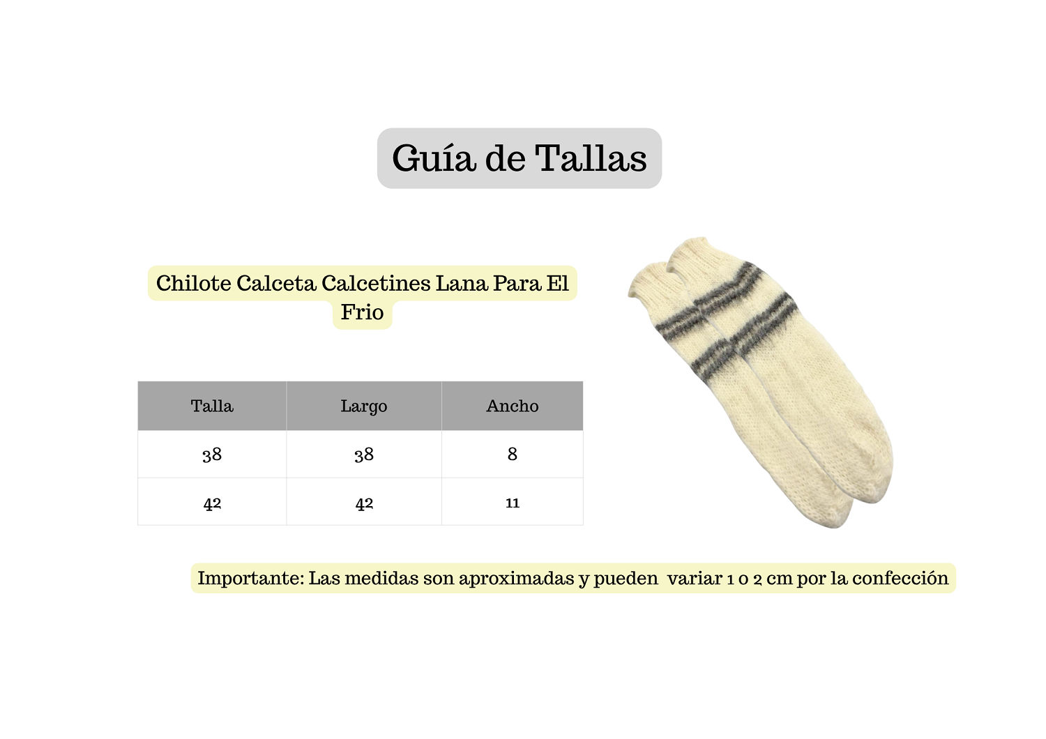 Chilote Calceta Calcetines Para El Frio Lana -2