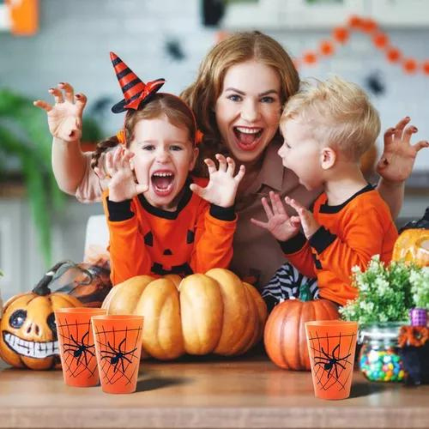 Pack 6 Vasos Plástico Halloween Vasos Halloween Calabaza-2