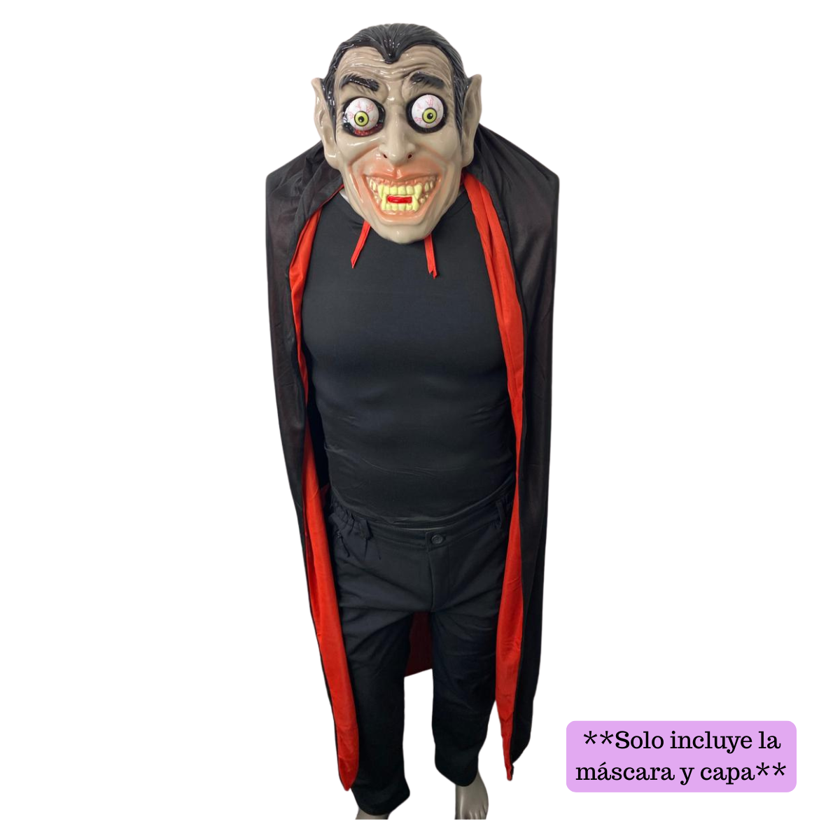 Mascara Drácula + Capa Disfraz Para Halloween 2025-2