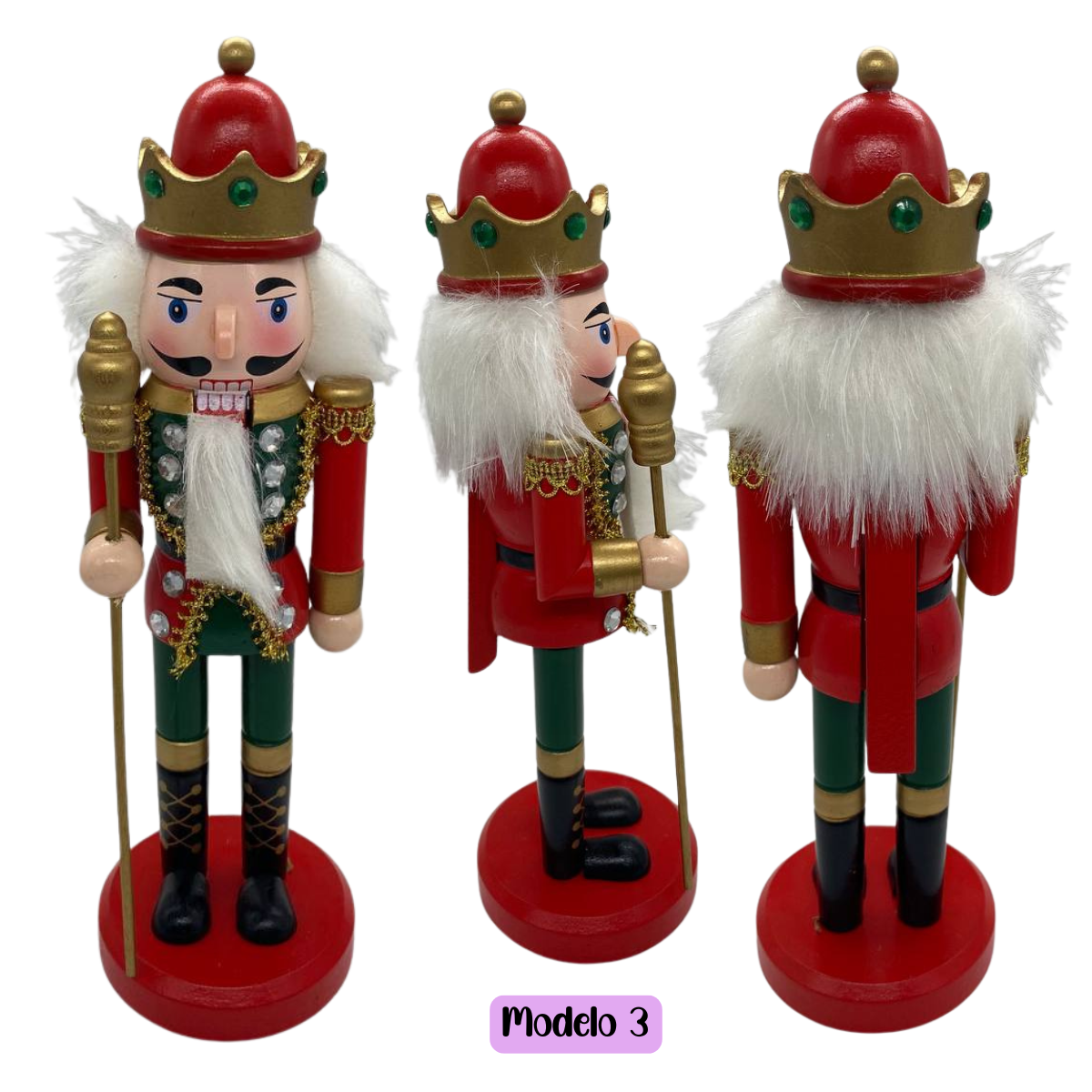 Pack 3 Muñecos Cascanueces 26cm Decoración Surtido Navidad 2025-5