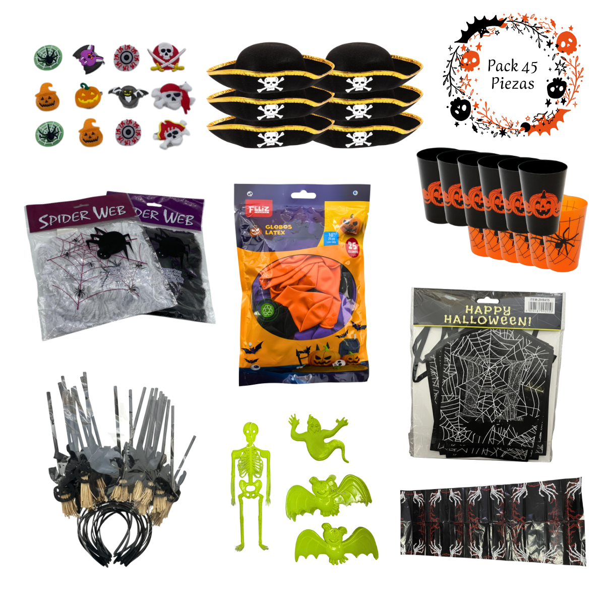 Set 45 Piezas Decoración y Acesorios Premium Halloween 2025-1