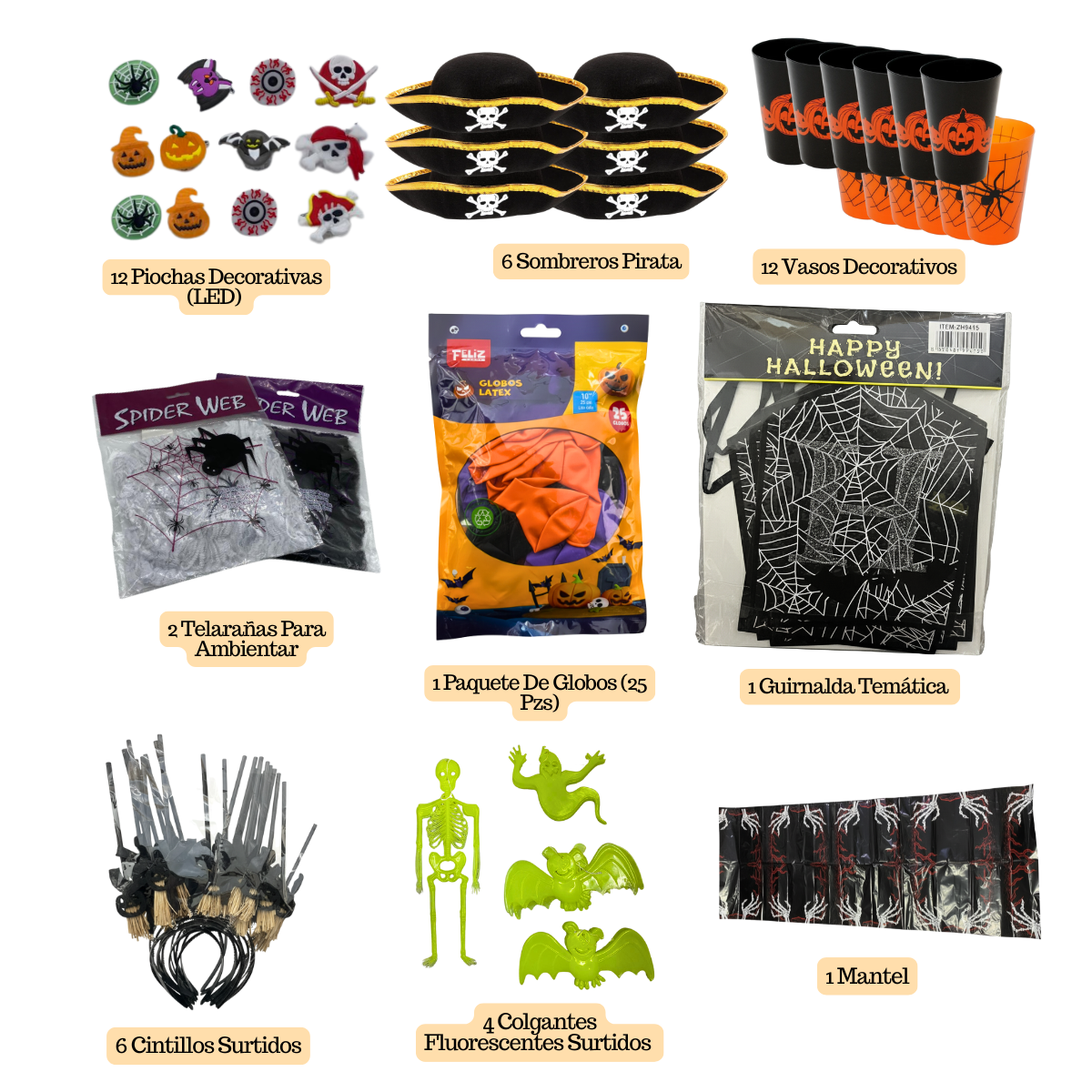 Set 45 Piezas Decoración y Acesorios Premium Halloween 2025-2