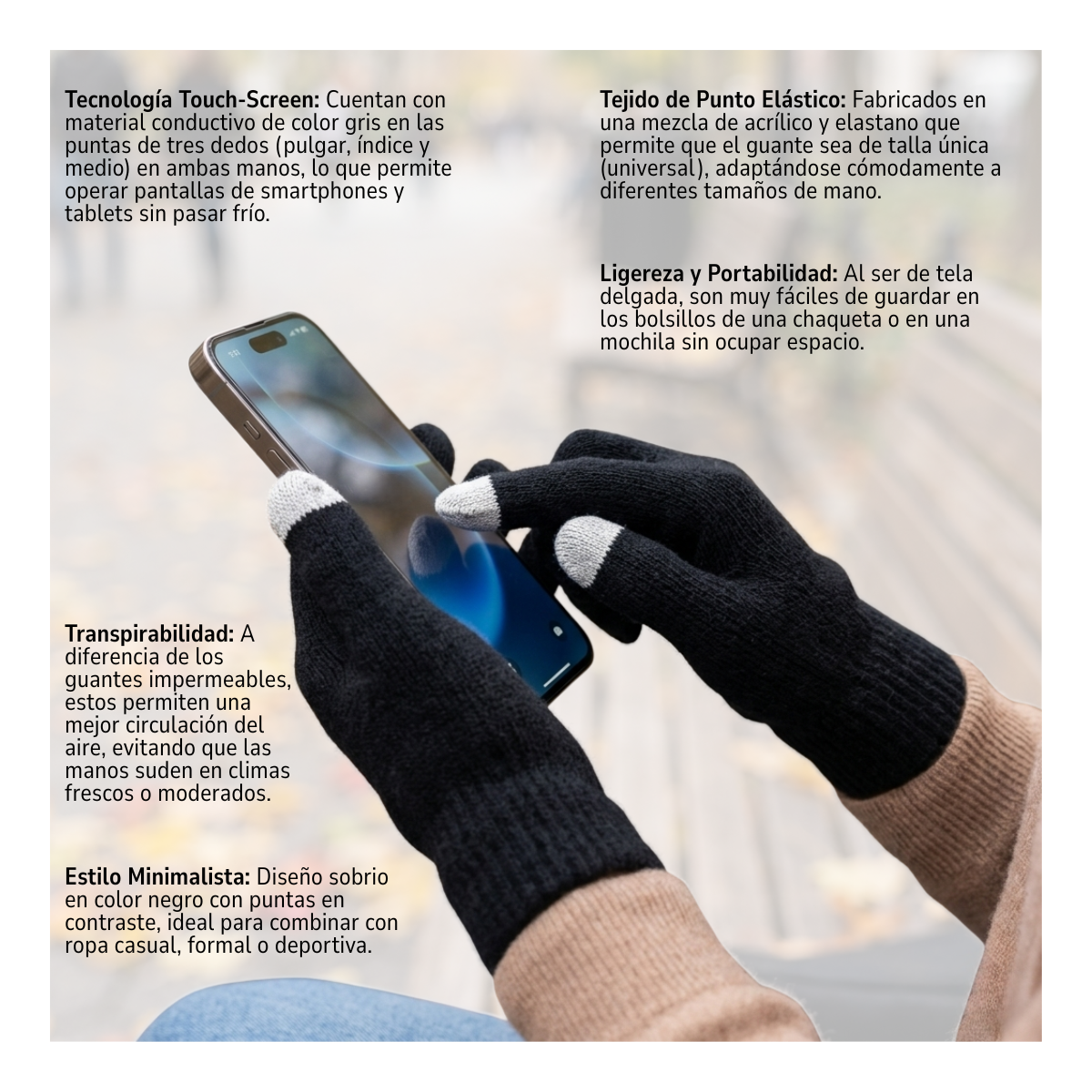 Pack 12 Guantes De Lana Térmicos Con Punta Touch Táctil Dedos-5