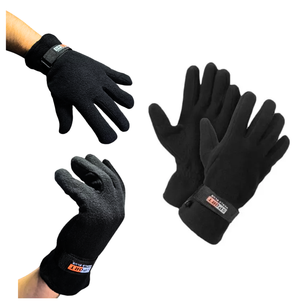 Guantes Forro Polar Ajustable Sport World Blue Estilo Polar-2