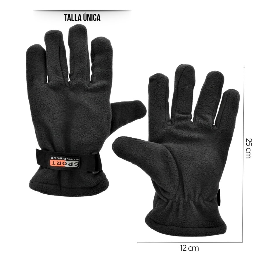 Guantes Forro Polar Ajustable Sport World Blue Estilo Polar-4