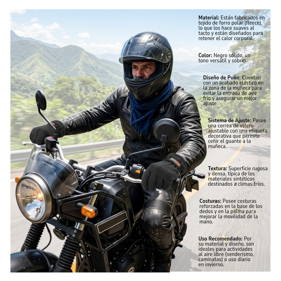 Guantes Forro Polar Ajustable Sport World Blue Estilo Polar-5