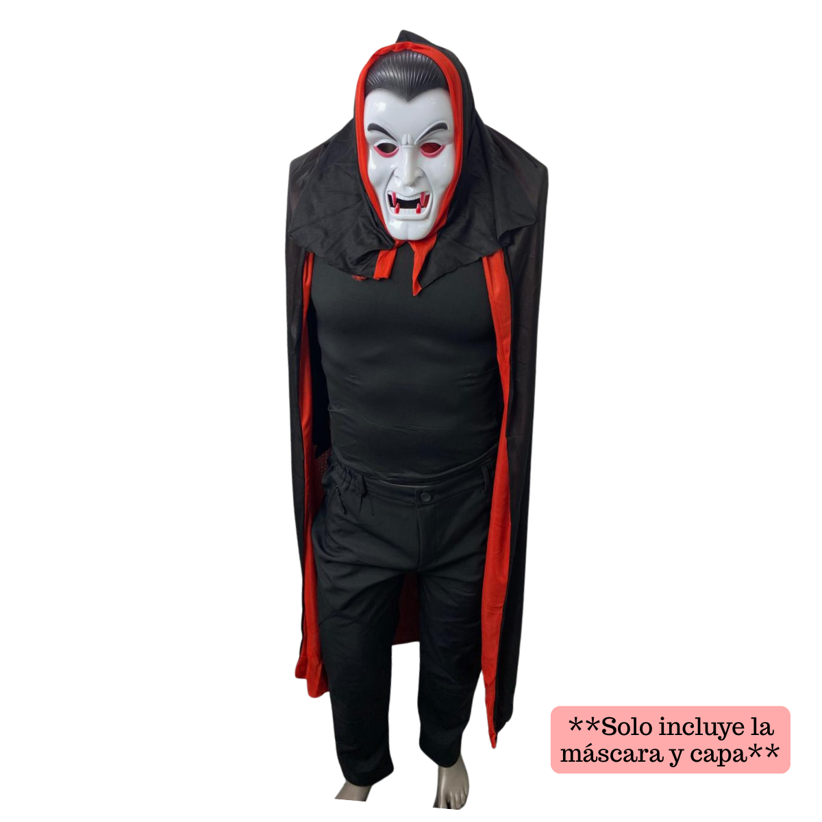 Máscara + Disfraz Vampiro Adulto Talla Única Halloween 2025-5