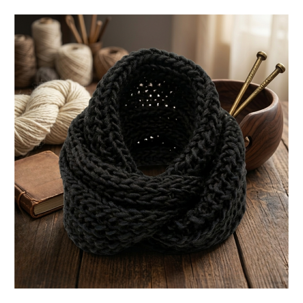 Bufanda Cuello Estilo Punto Inglés Lana Invierno Abrigado-4