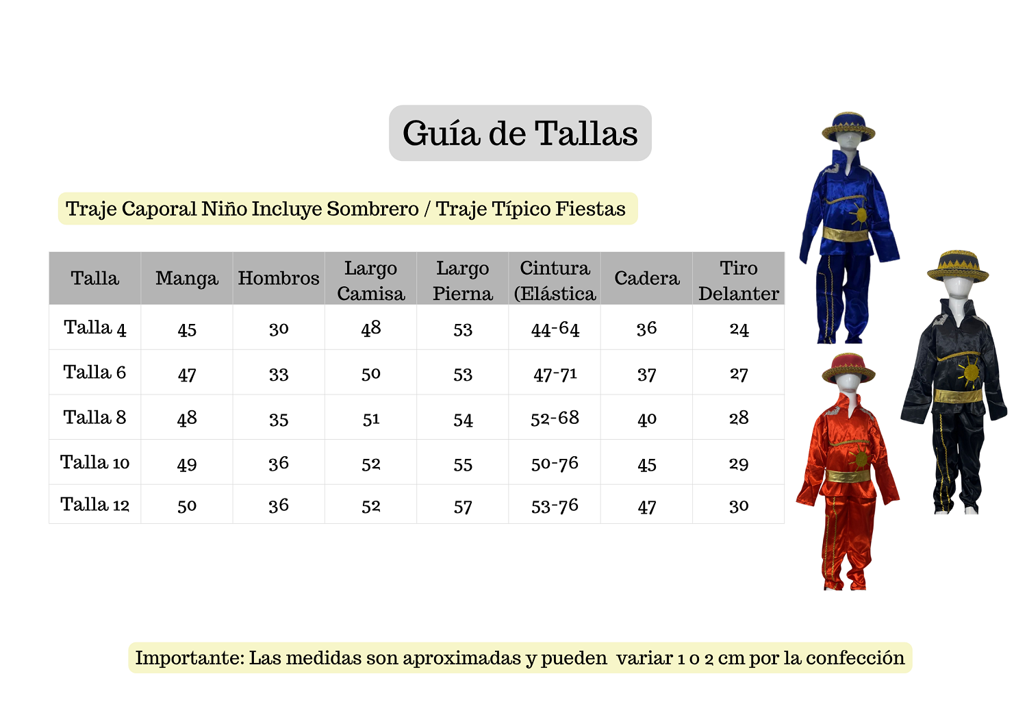 Traje Caporal Niño Incluye Sombrero Traje Tipico Fiestas-5
