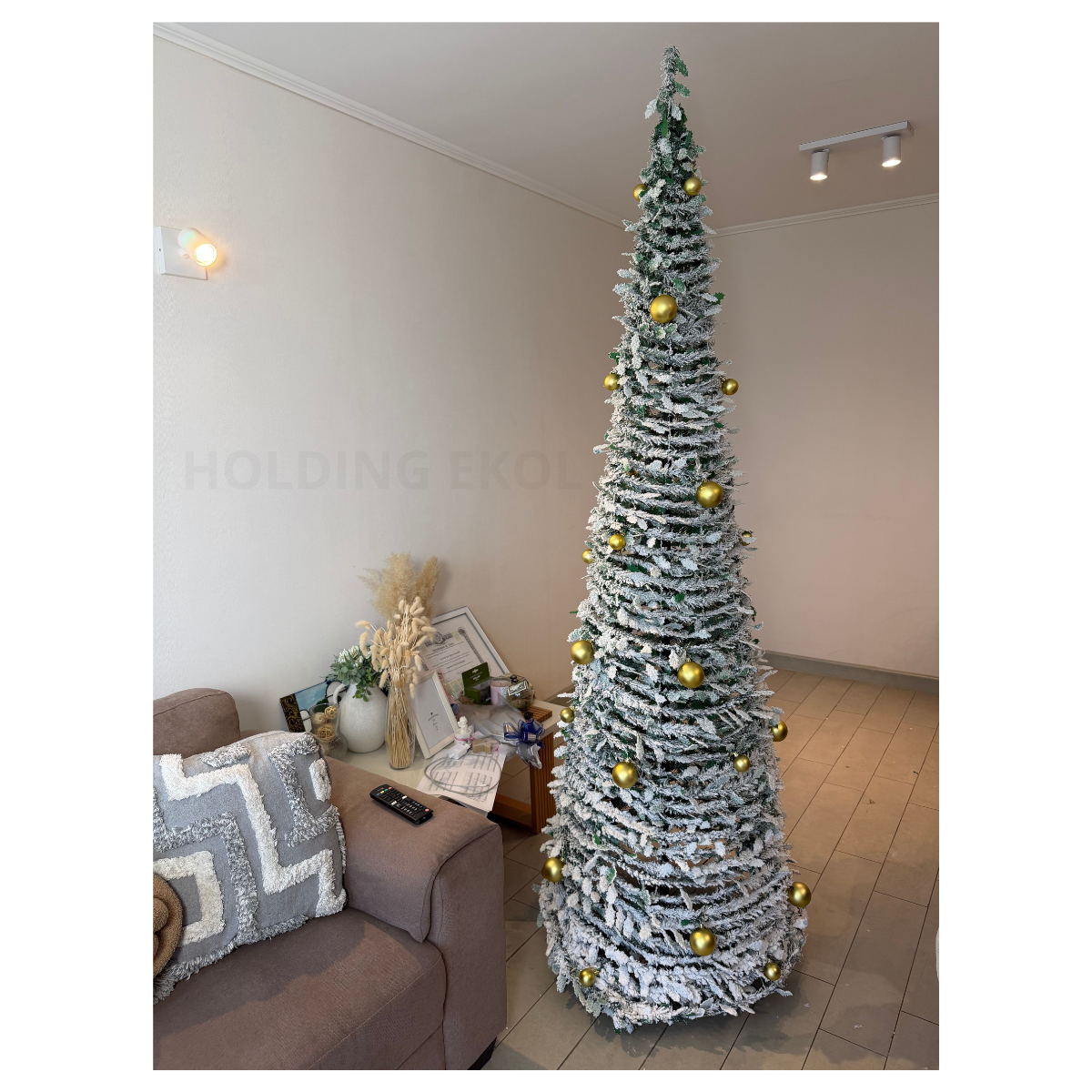 Árbol De Pascua Premium 2.10 M Pino De Navidad Plegable Nevado Adornos-6