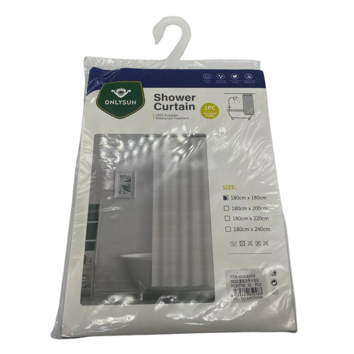 Cortina de Ducha Blanca 100% Poliéster con Tratamiento Impermeable - Incluye Ganchos-3