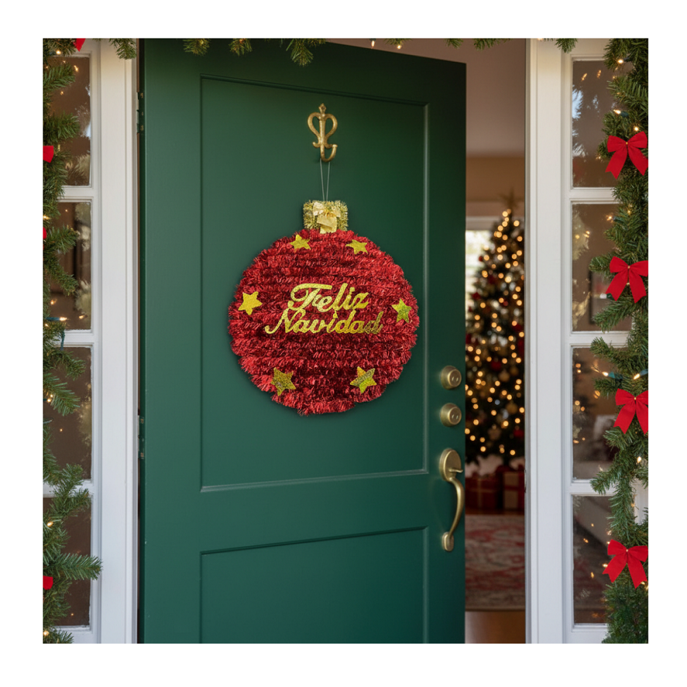 Pack 3 Colgante Esfera Adorno Para Puerta De Navidad 2025-4