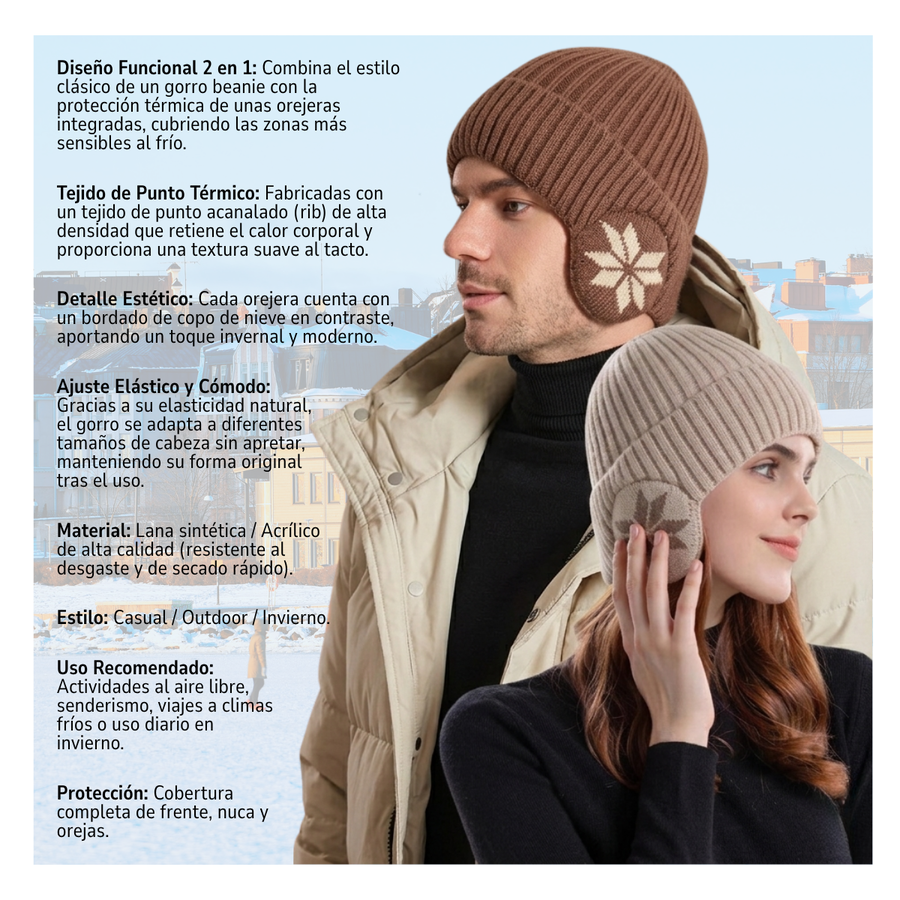 Gorro Beanie De Lana Adulto Con Cubre Orejas Unisex Surtidos-2