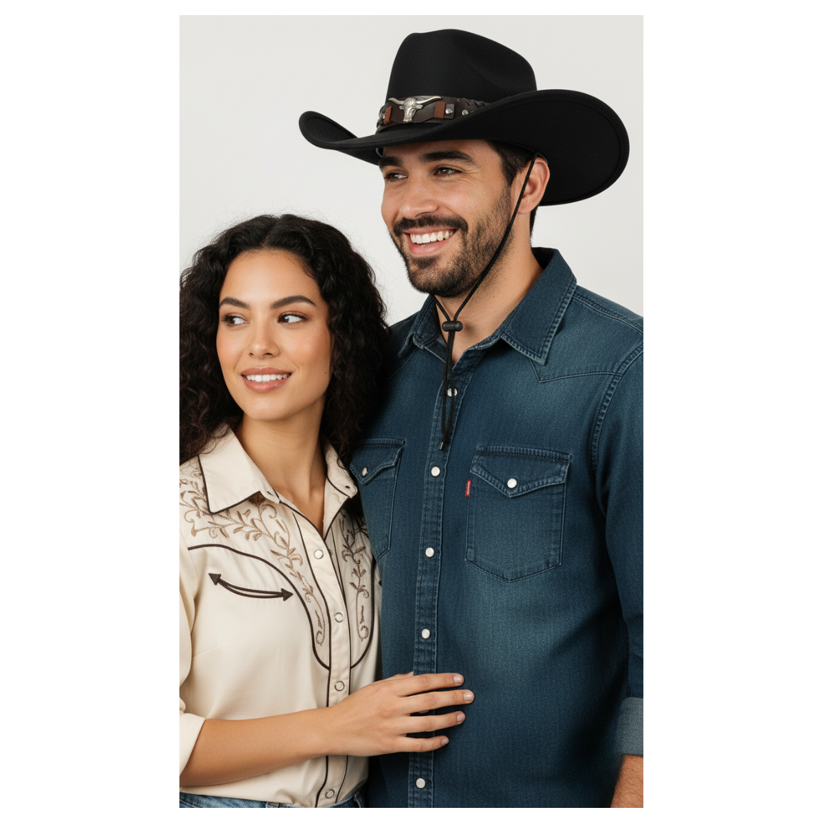 Sombrero Vaquero Estilo Western Cowboy Unisex Adulto Negro Talla Única-4