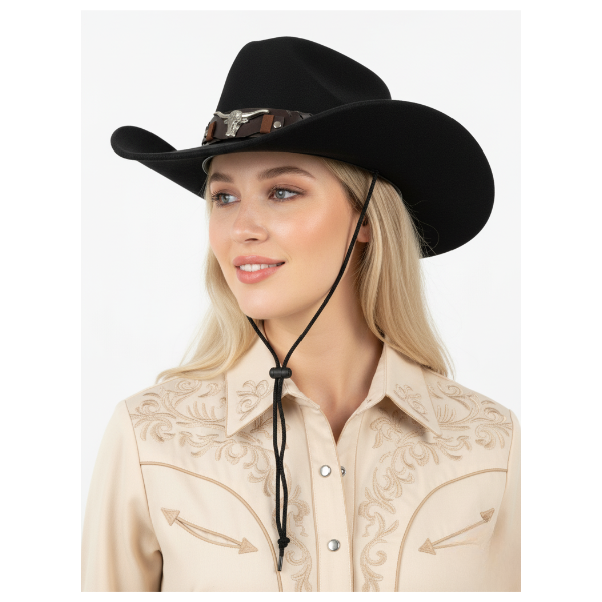 Sombrero Vaquero Estilo Western Cowboy Unisex Adulto Negro Talla Única-5