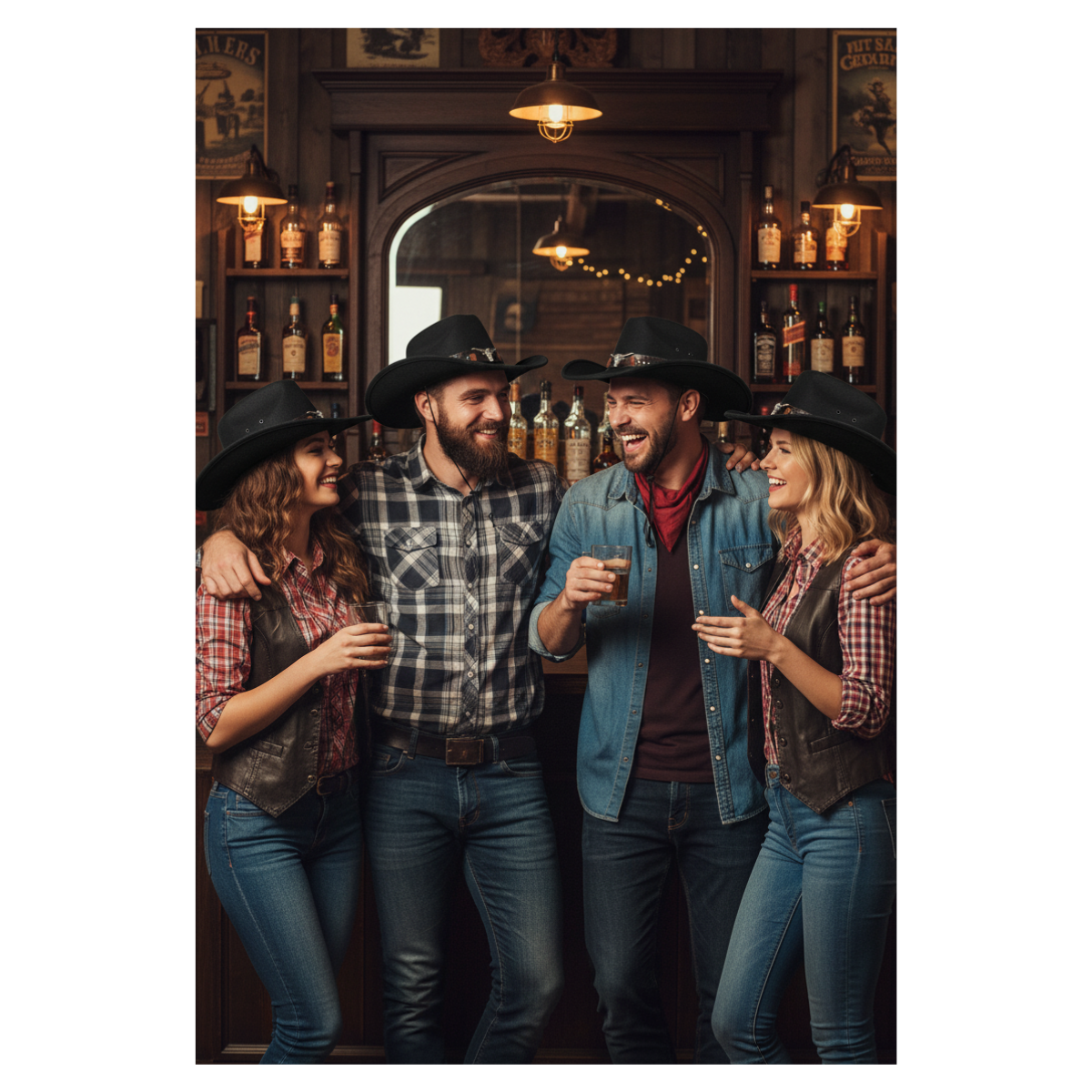 Sombrero Vaquero Estilo Western Cowboy Unisex Adulto Negro Talla Única-6