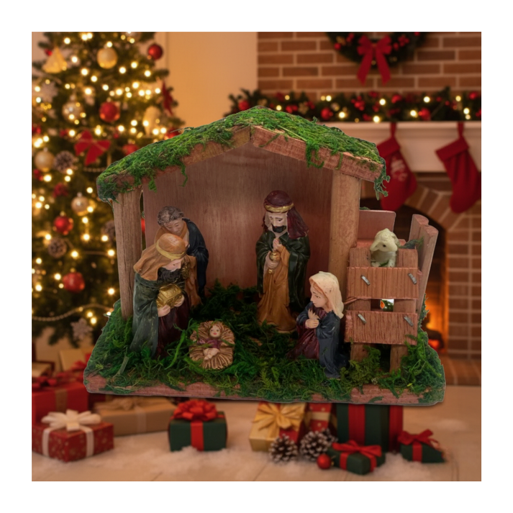 Pesebre Navideño 14x11x6 cm Decoracion Navidad 2025-4