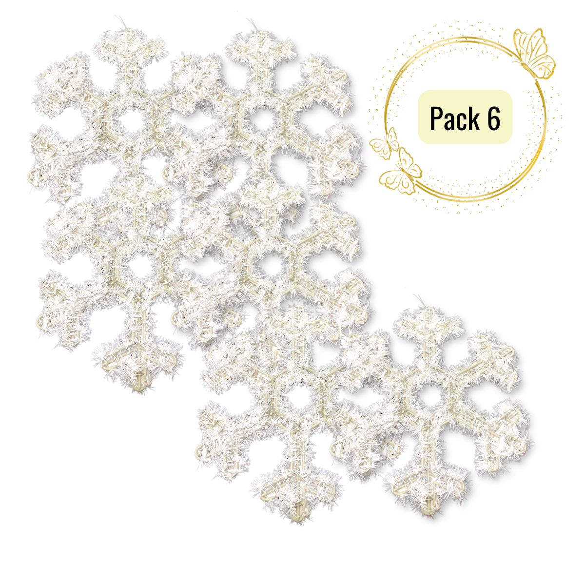 Pack 6 Colgante Copos de Nieve Adorno Para Puerta De Navidad 2025-0