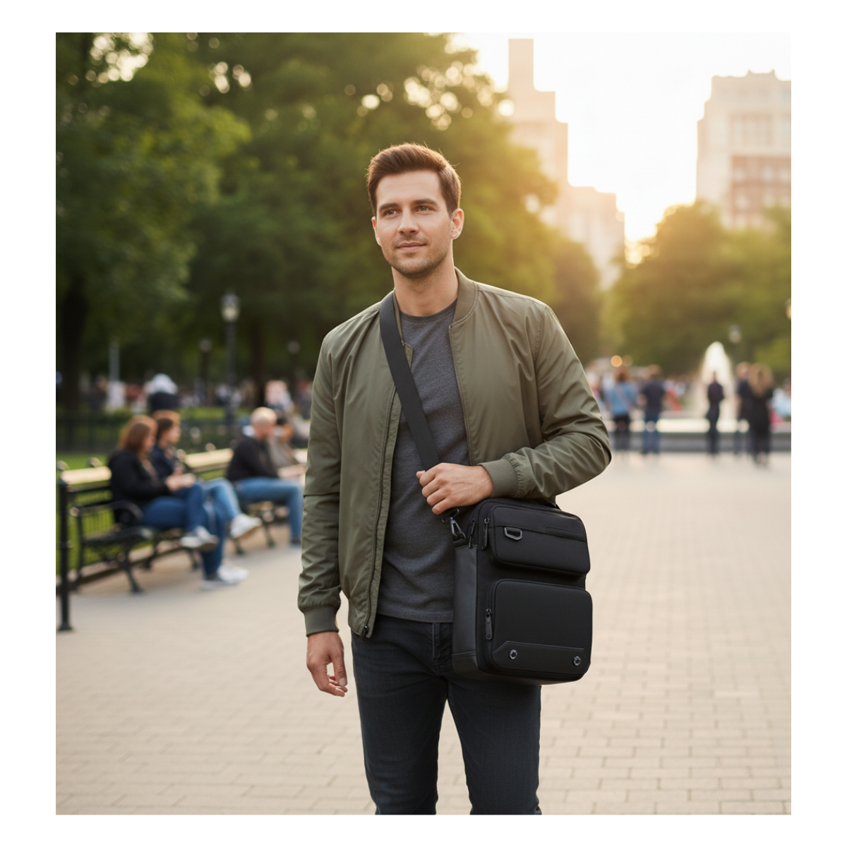 Bolso De Hombro Oxford Para Hombres Mochila De Moda Bolso Cruzado Casual-5