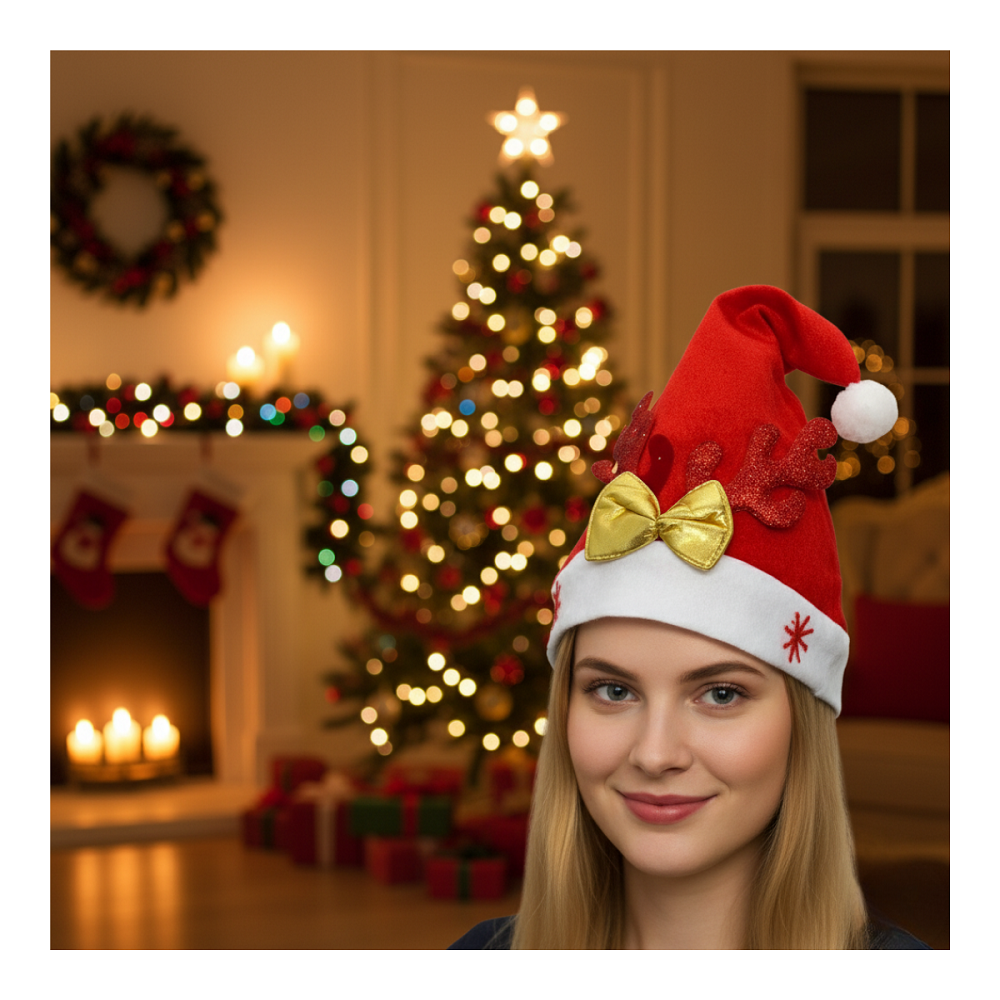 Gorro Navidad Reno Terciopelo Accesorio Navidad 2025-4