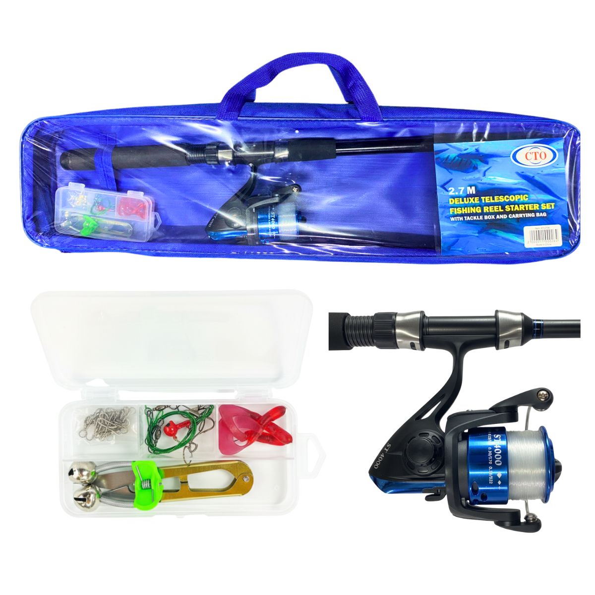 Set Pesca Caña De Pescar Telescópica Mosquero Carrete Pescas-6