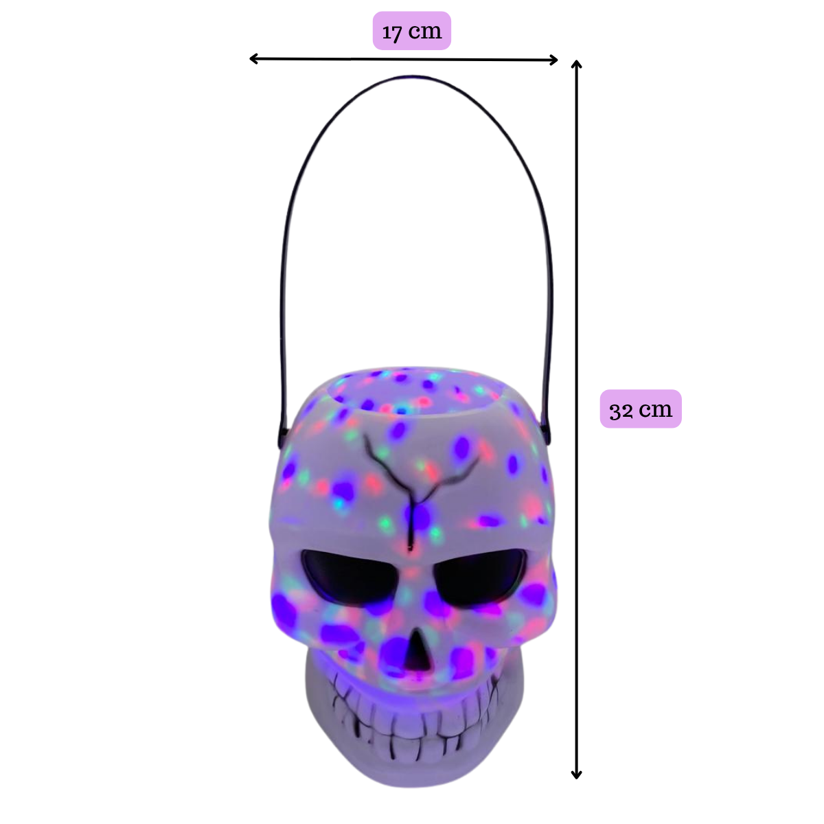 Balde Calavera Con Luz Dulces Halloween Decoración-3