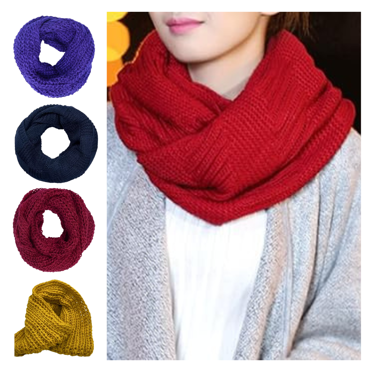 Bufanda Cuello Estilo Punto Ingles Elegante Invierno Viento-1