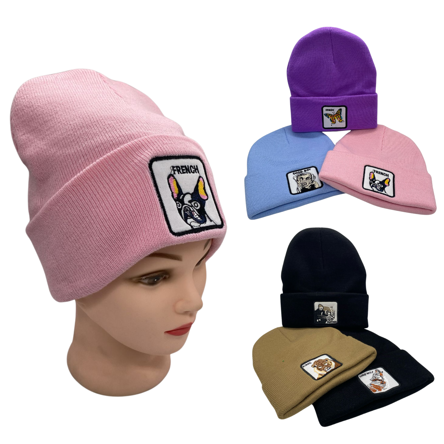 Pack De 3 Gorros Beanies Lana Animales Colores Y Diseños-2