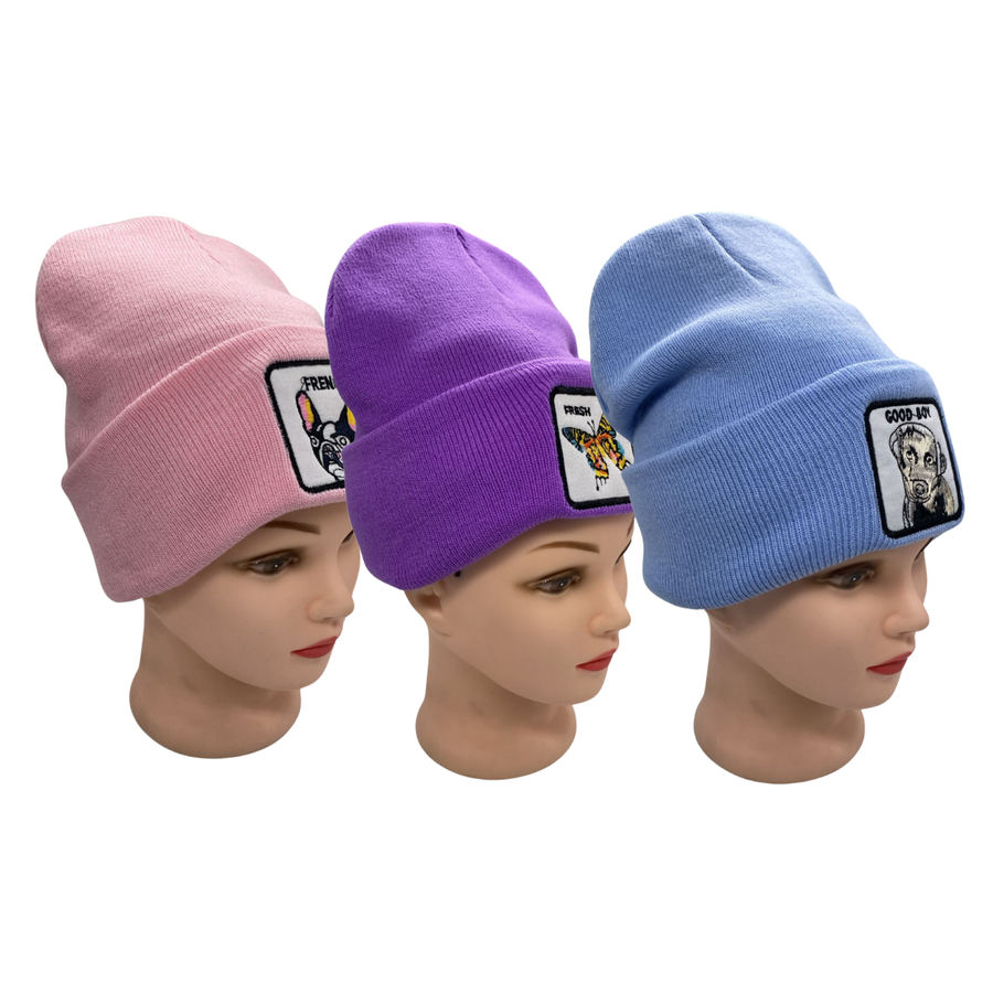 Pack De 3 Gorros Beanies Lana Animales Colores Y Diseños-3
