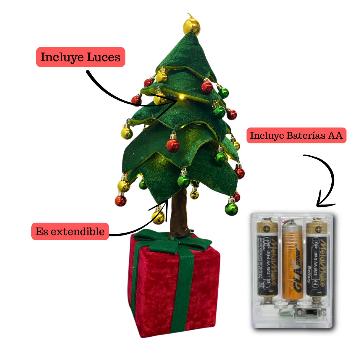 Mini Árbol De Navidad Pino Pequeño Con Base De Madera Navidad 2025-2