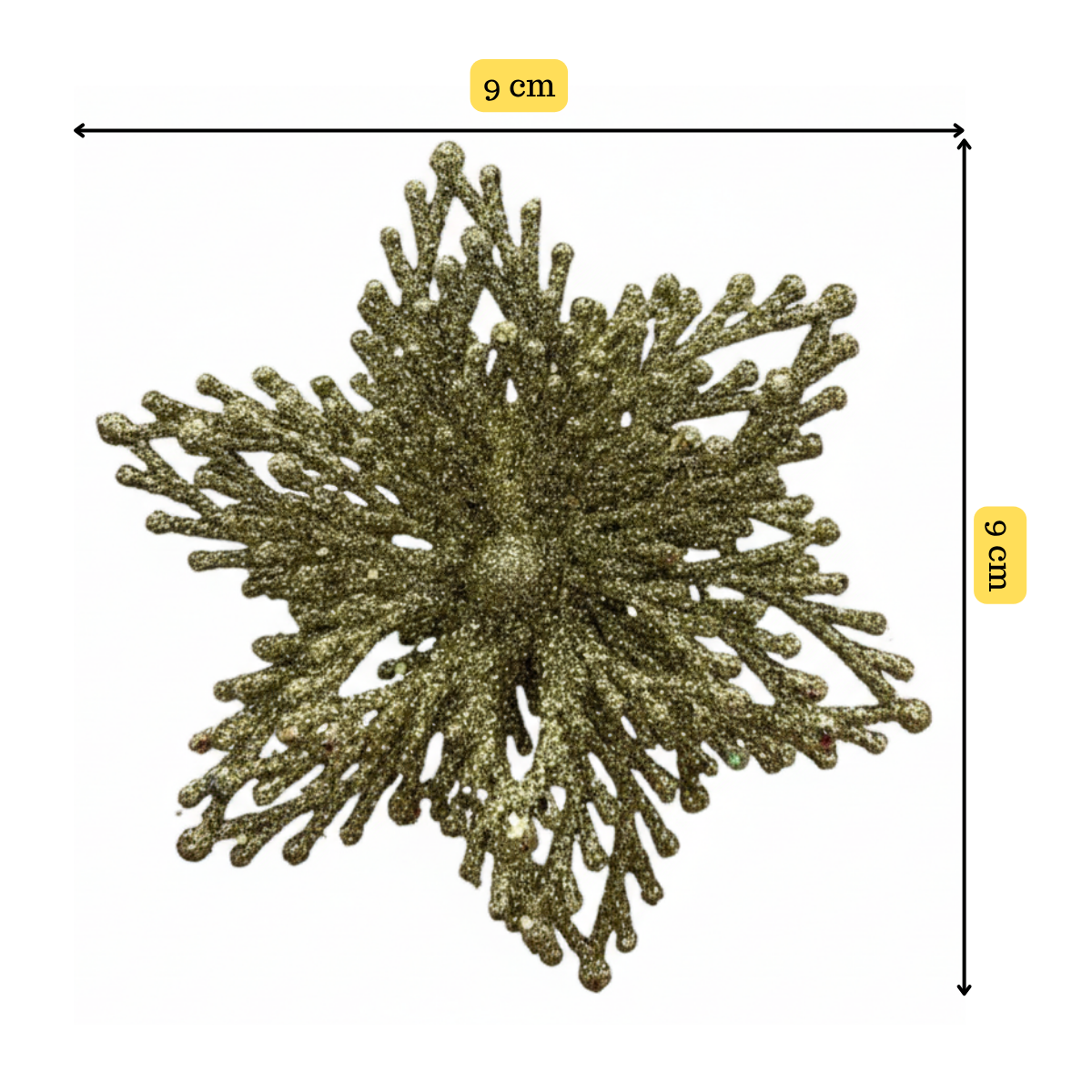 Set 6 Copos / Flores De Nieve Adornos De Navidad Brillantes Adorno Árbol Dorado-2