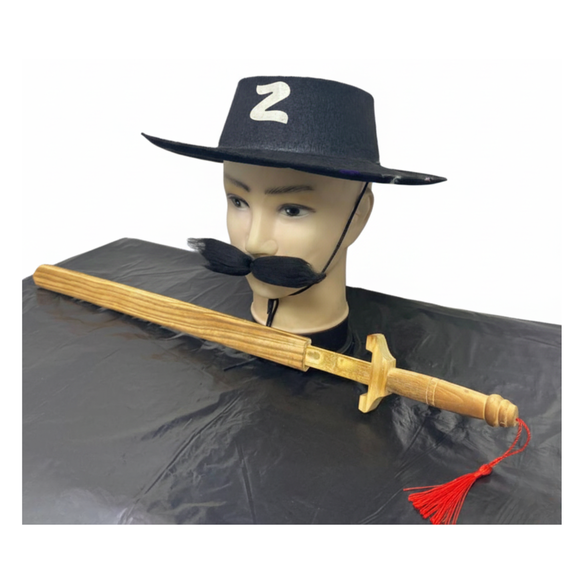 Set Zorro (Sombrero+Mostacho+Espada Madera) Halloween 2025-1