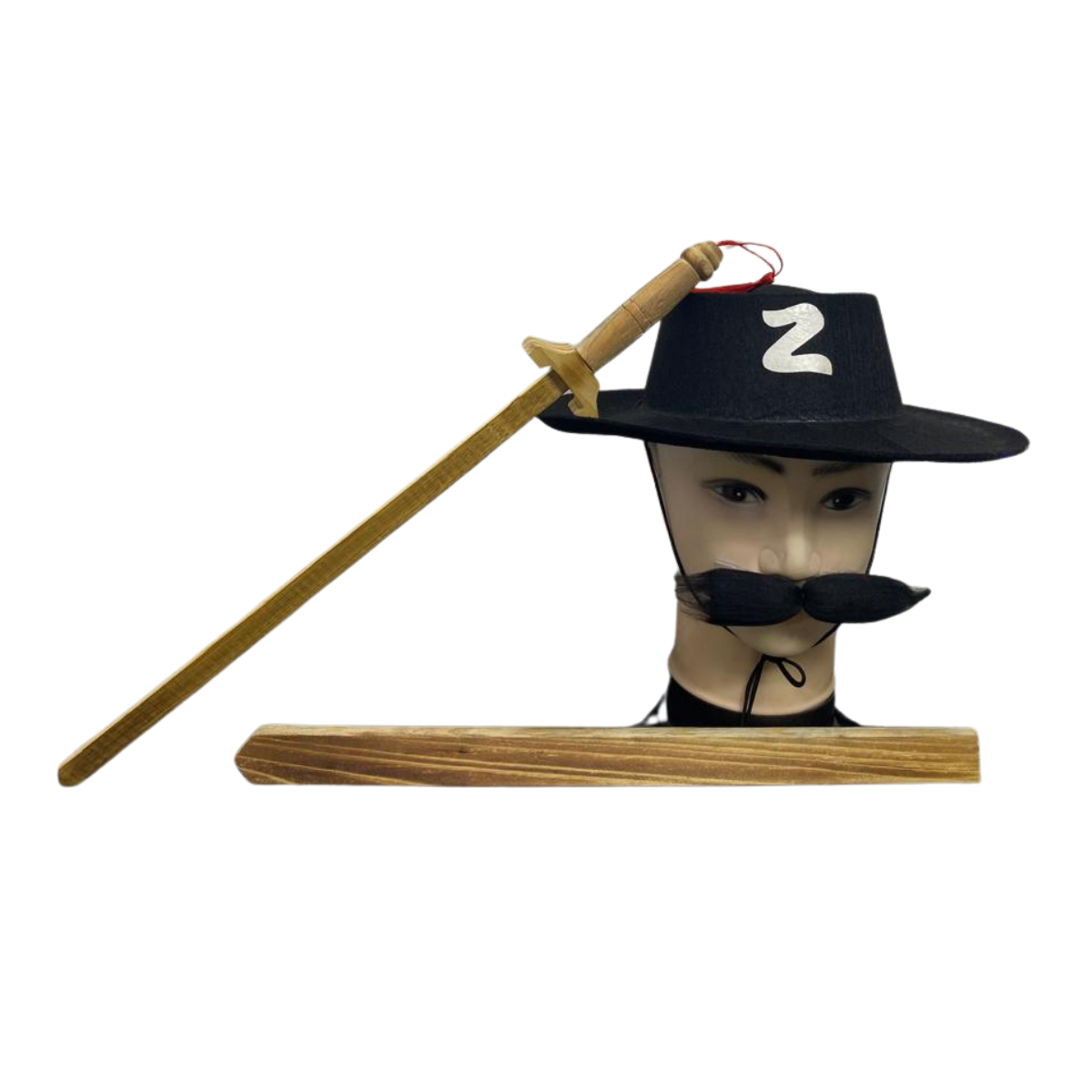 Set Zorro (Sombrero+Mostacho+Espada Madera) Halloween 2025-2