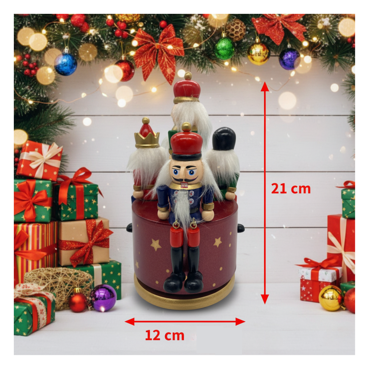 Cascanueces Musical Giratorio Decoración Adorno Navidad 2025-3