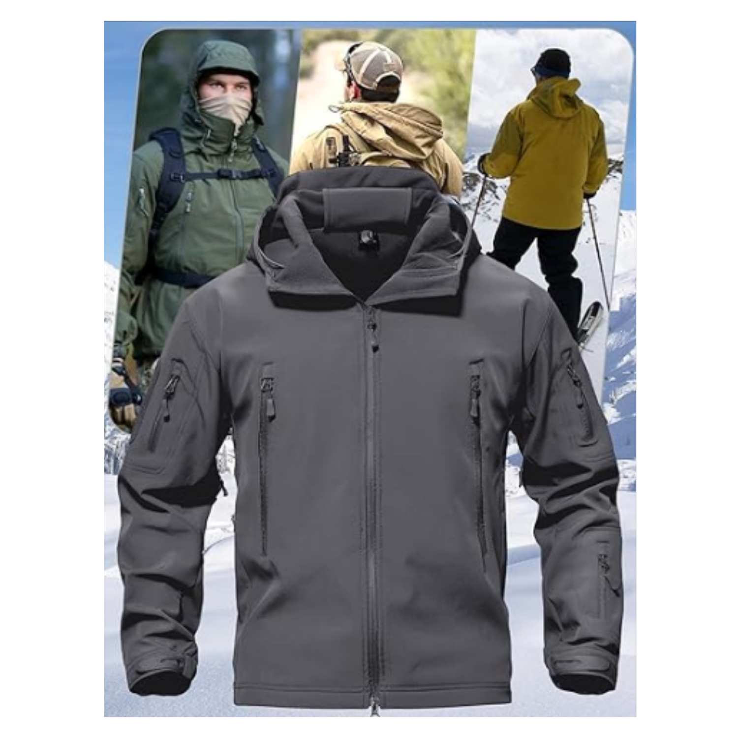 Chaqueta Softshell Tactica Militar Con Capucha Impermeable-4